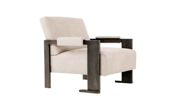 FBC London SOL collection bespoke luxury armchair with planished bronze frame.